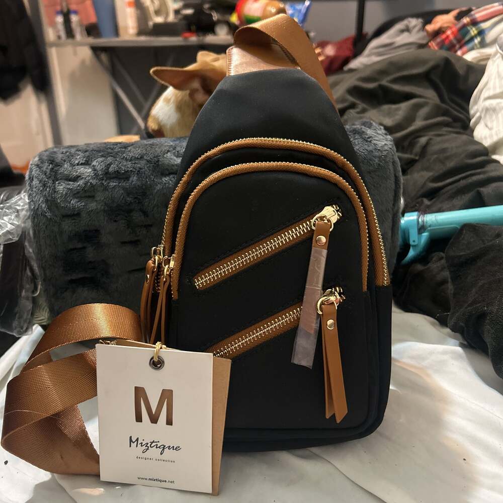 Black Nylon Sling Crossbody Backpack